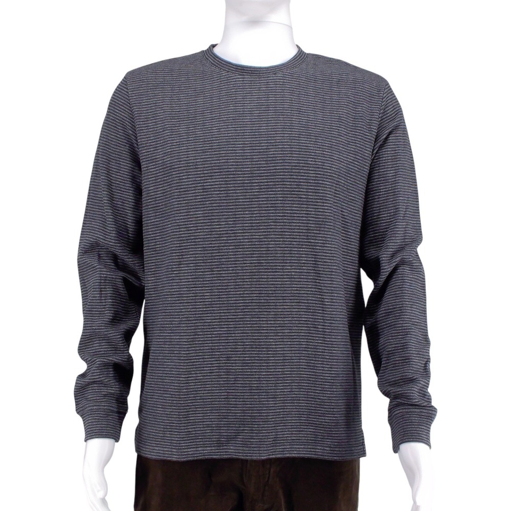 The Men's Store Bloomingdale's Micro Stripe Long-Sleeve Tee Crew‎ Neck Gray XXL